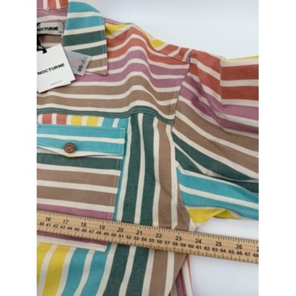 Nocturne Striped Jacket Multi Color Button Front Detachable Fur Collar 2XL‎ NEW - Picture 8 of 9